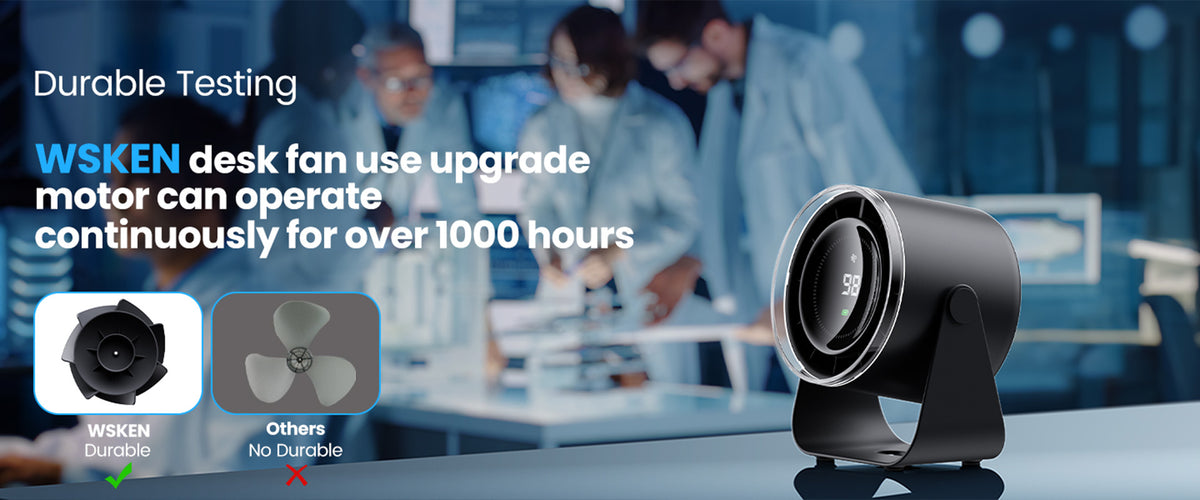 WSKEN 디지털 표시 탁상용 선풍기 · 화이트