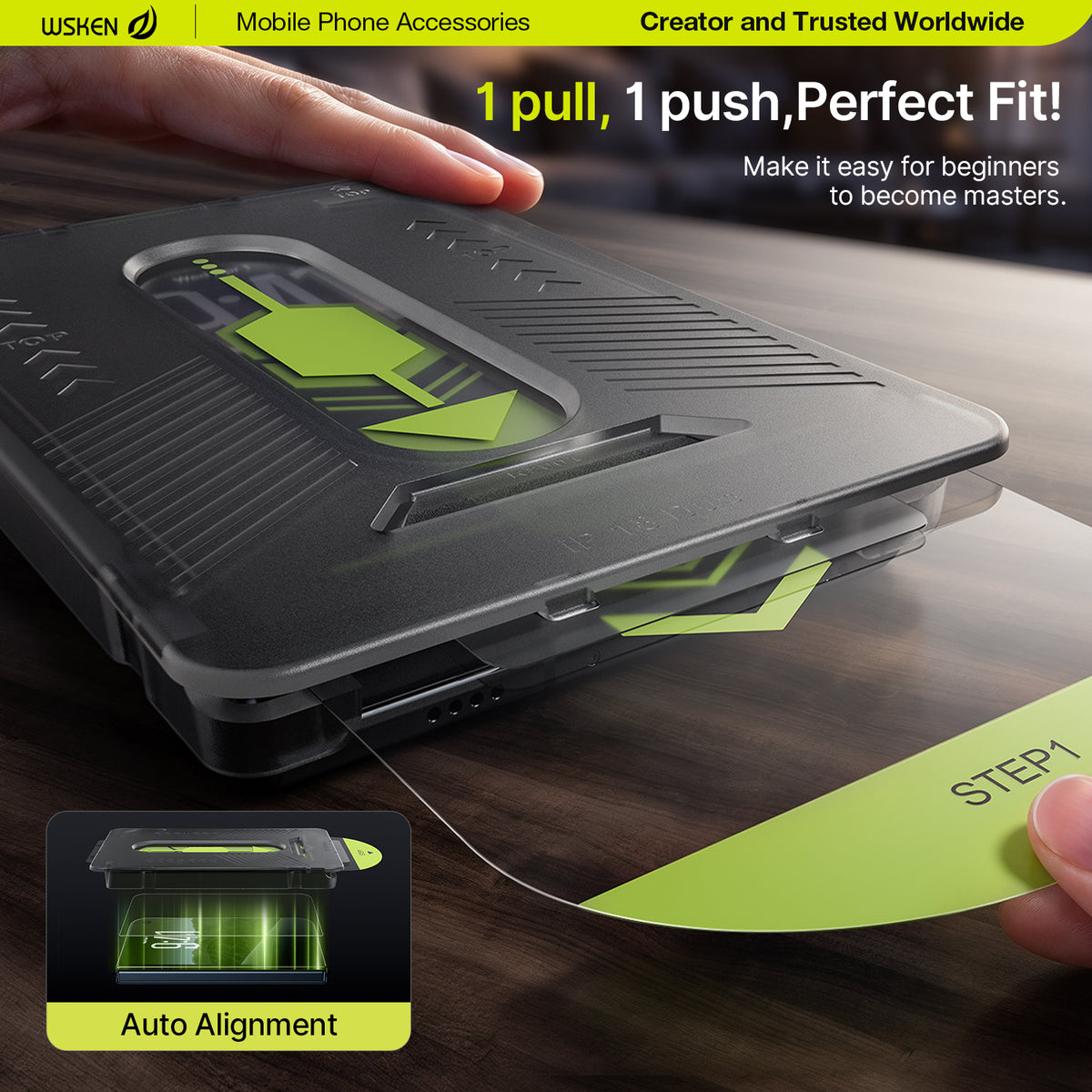 WSKEN iPhone Duo Screen Protector - Installation Friendly, Auto Dust Removal 2Pcs Clear - WSKEN