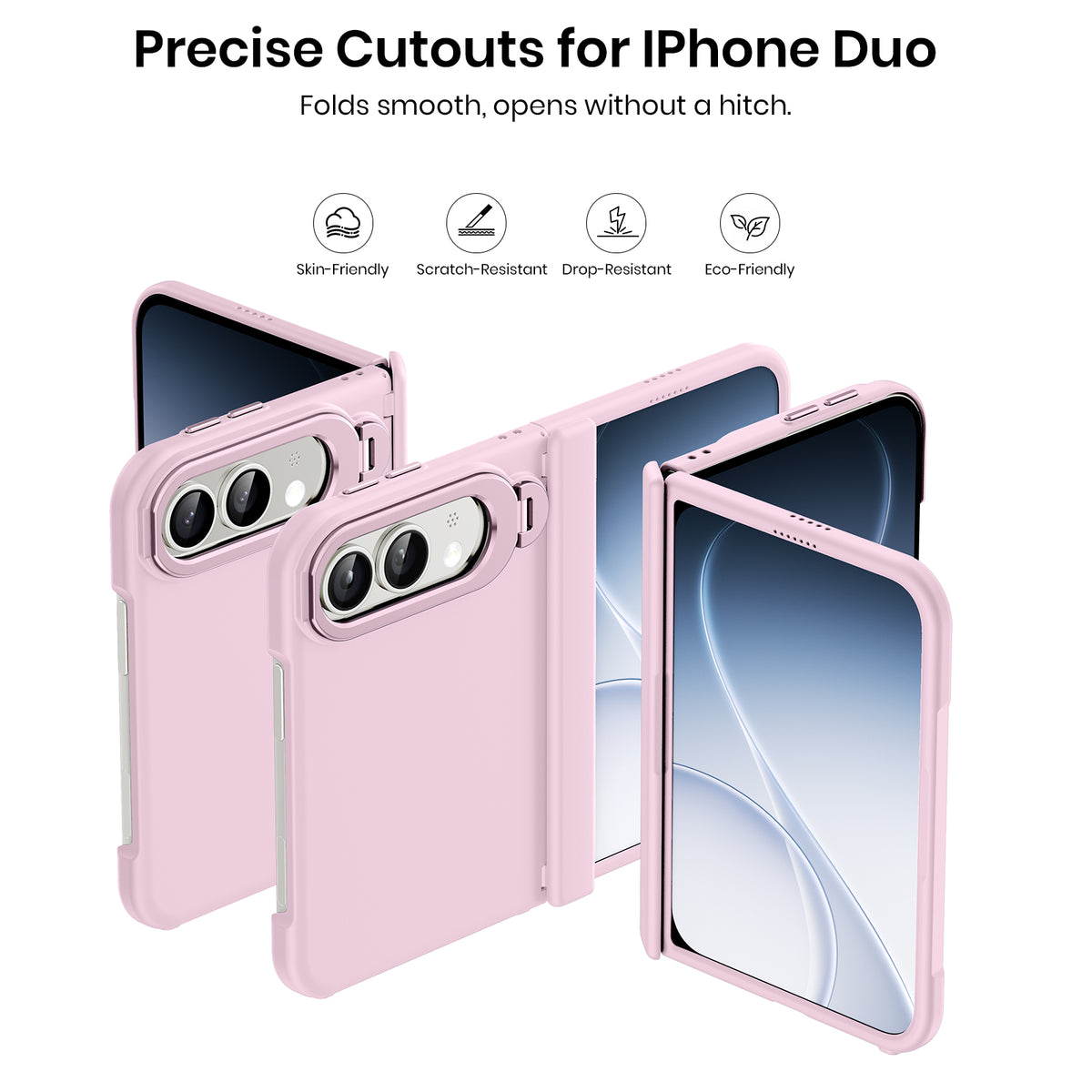 WSKEN Magnetic iPhone Duo Case with Stand & Screen Protector, Pink - WSKEN