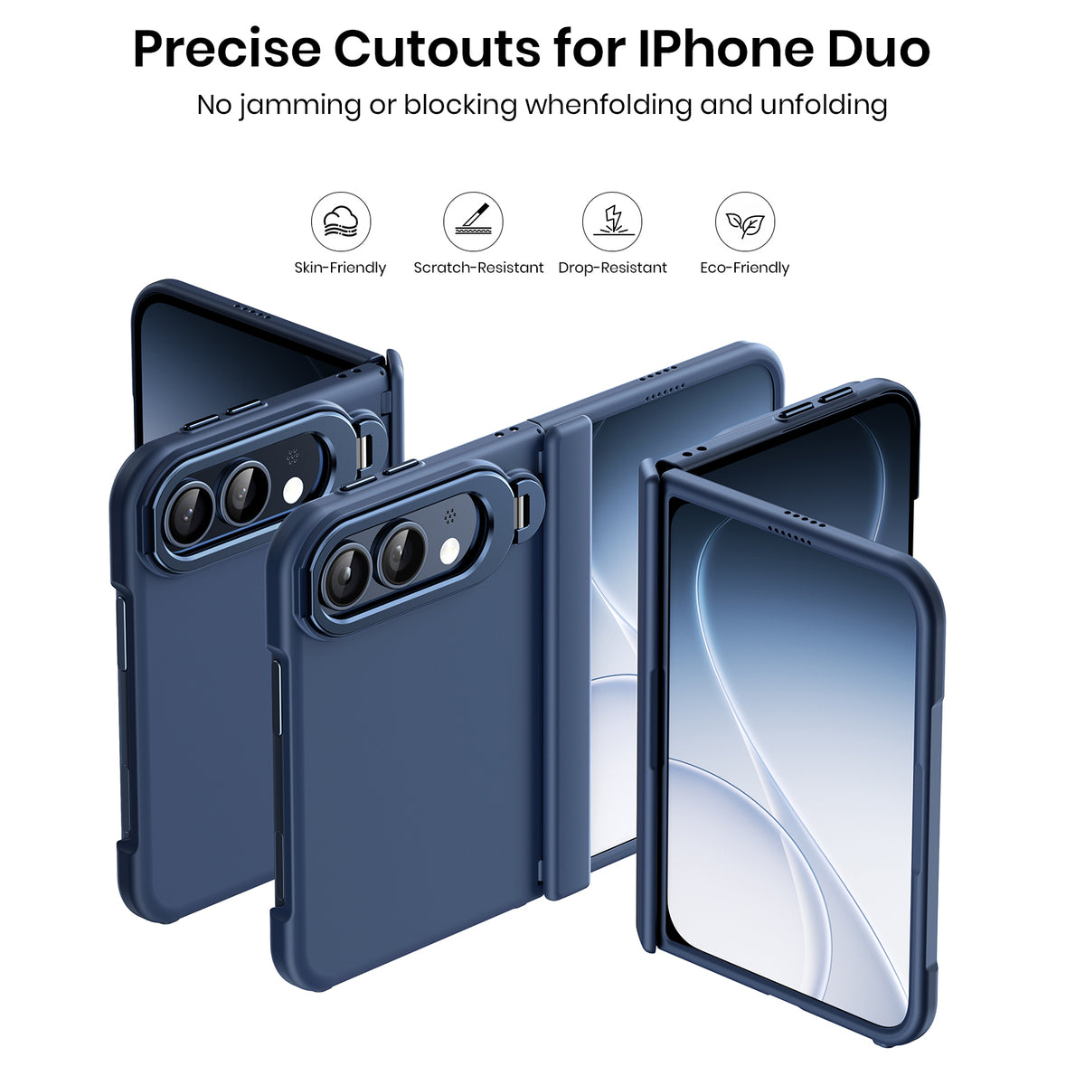 WSKEN Magnetic iPhone Duo Case with Stand & Screen Protector, Blue - WSKEN