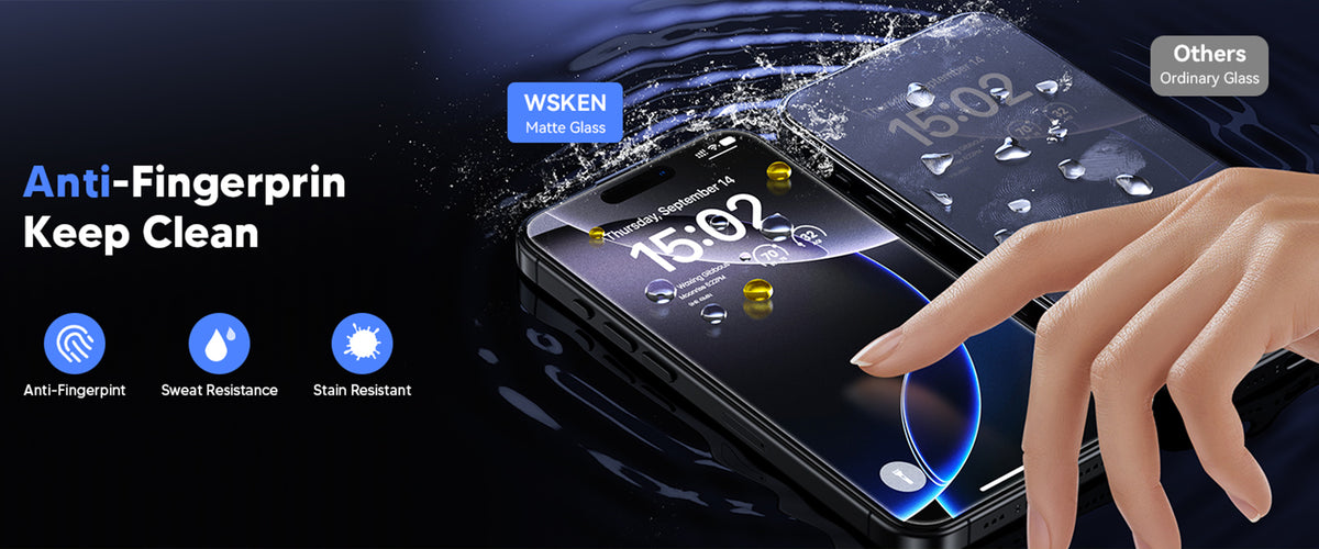 WSKEN 무광 화면 보호 필름 · 2개입 — iPhone 16 Pro / iPhone 16 Pro Max
