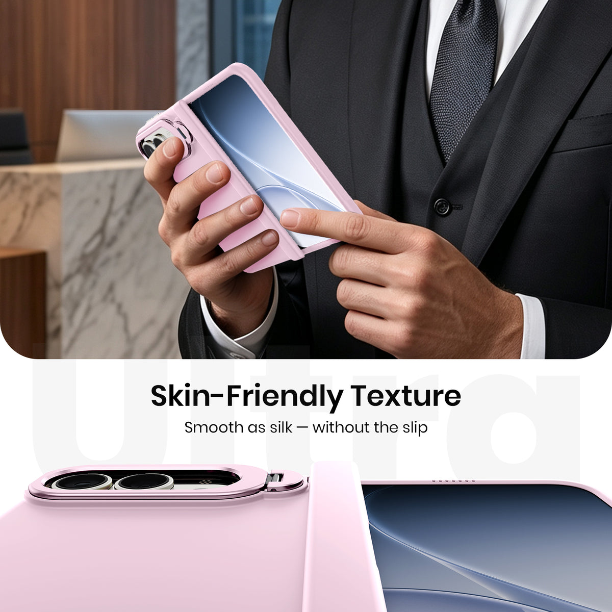 WSKEN Magnetic iPhone Duo Case with Stand & Screen Protector, Pink - WSKEN