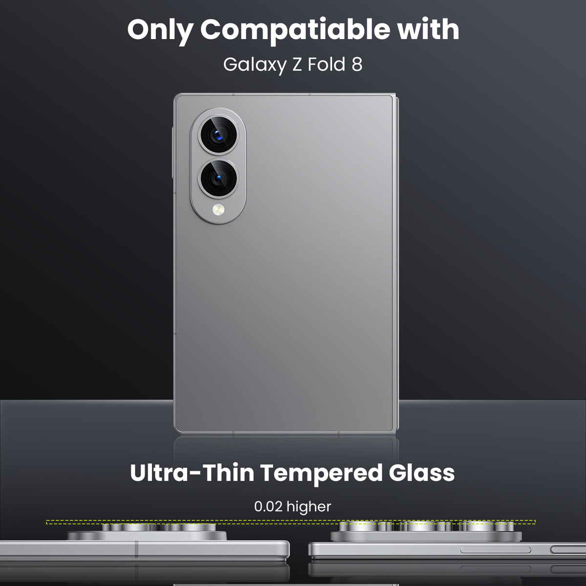 WSKEN Z Fold 8 Camera Lens Protector Case Cover - Anti Reflective Silver — 3