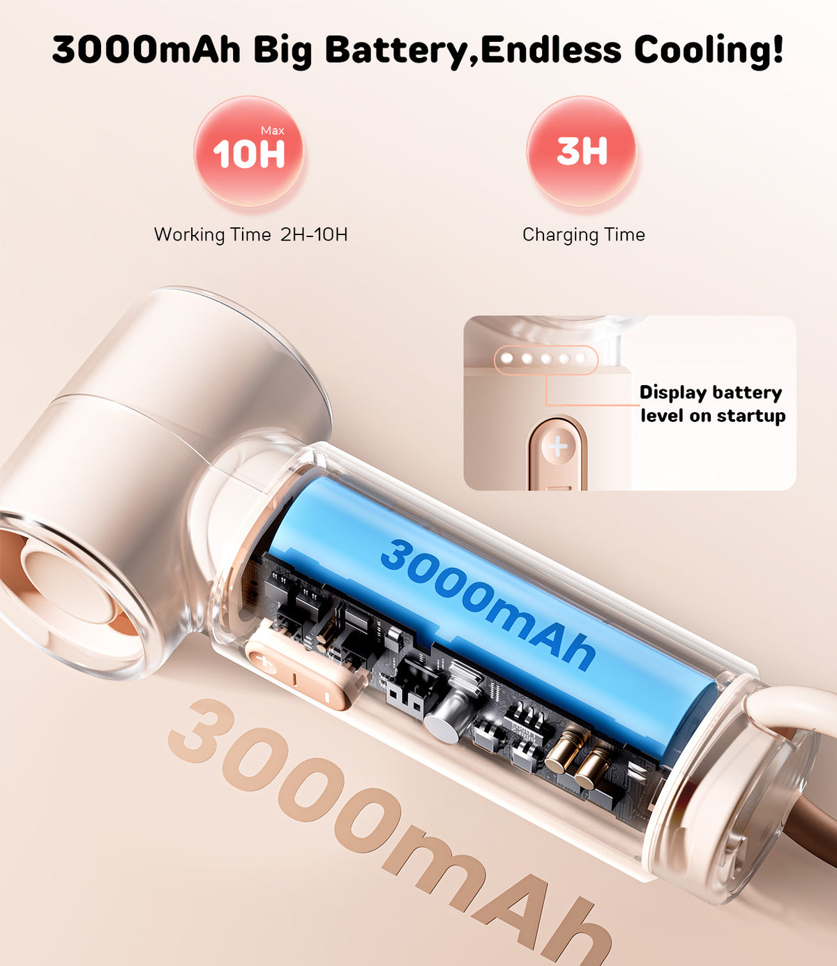 WSKEN Handheld Portable Mini Fan, 5 Speeds 30000mAh - WSKEN