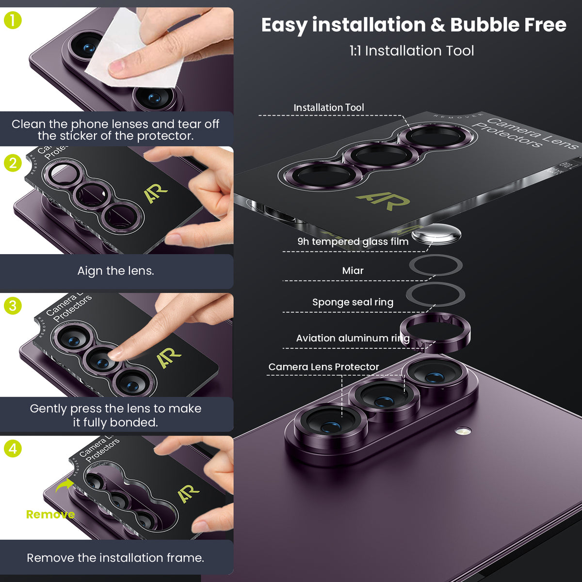 WSKEN for Z Fold 8 Ultra Camera Lens Protector Case Cover - Anti Reflective Violet — 6