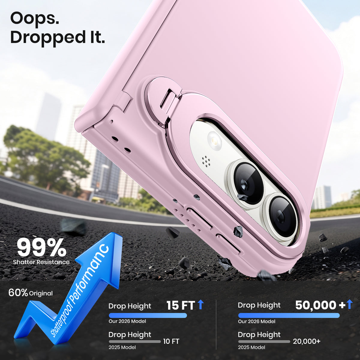 WSKEN Magnetic iPhone Duo Case with Stand & Screen Protector, Pink - WSKEN