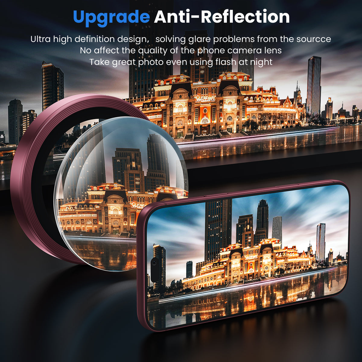 WSKEN iPhone 18 Pro/iPhone 18 Pro Max Camera Lens Protector - Burgundy - WSKEN
