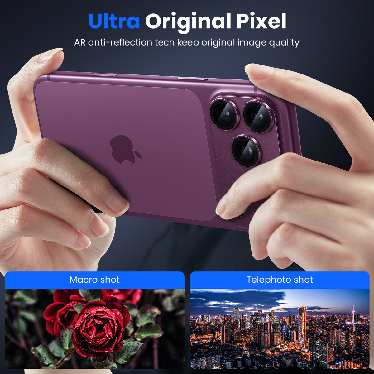 WSKEN iPhone 18 Pro Camera Lens Protector - Military Grade Design Burgundy - WSKEN