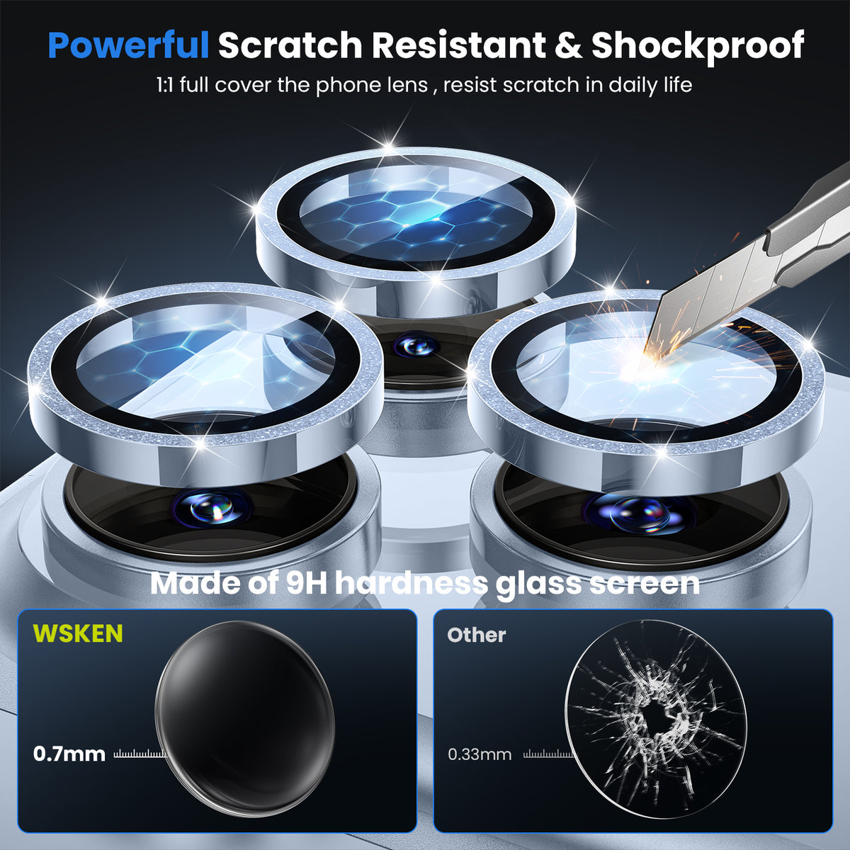 WSKEN iPhone 18 Pro/iPhone 18 Pro Max Camera Lens Protector - Glitter Glacier - WSKEN