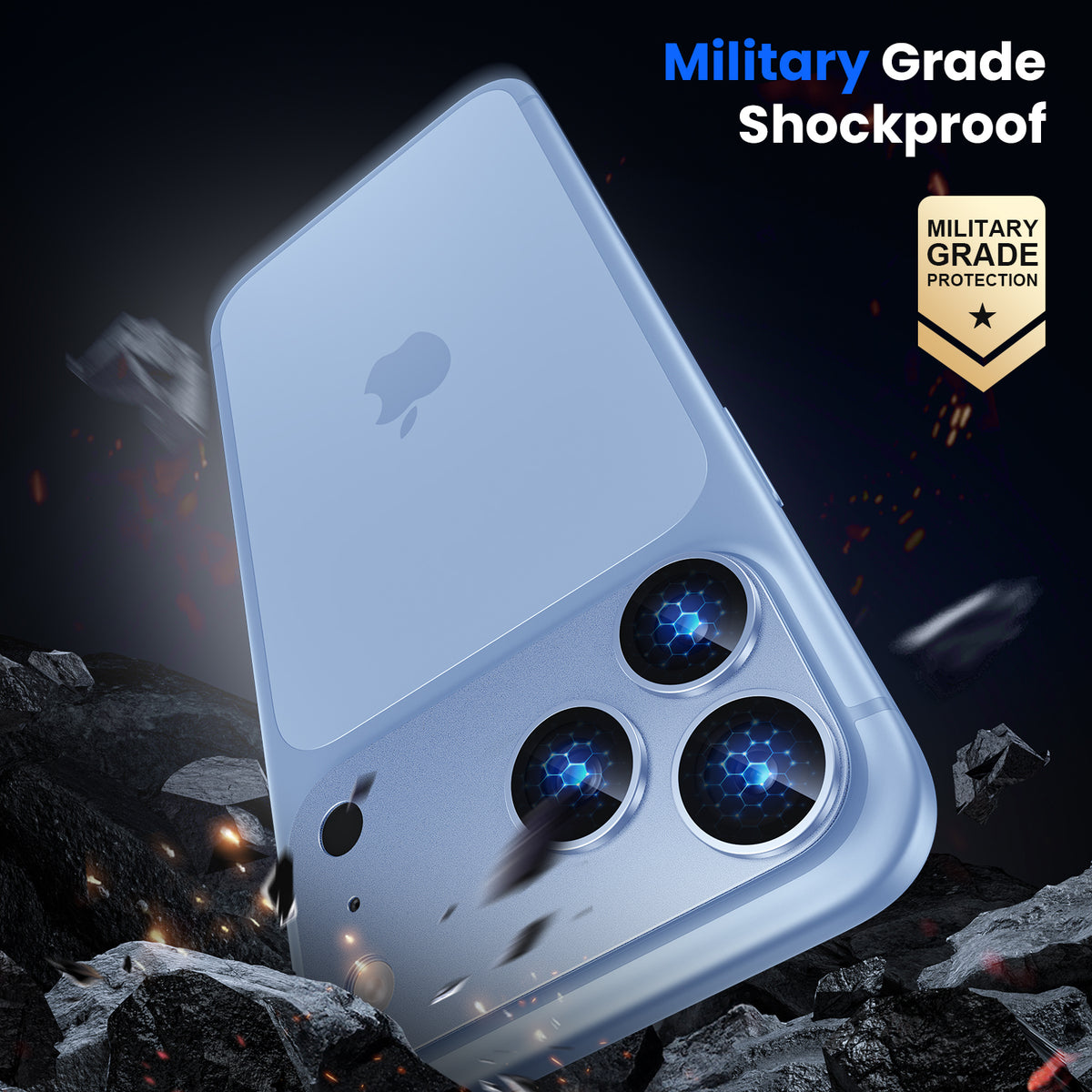 WSKEN iPhone 18 Pro Max Camera Lens Protector - Military Grade Design Blue - WSKEN