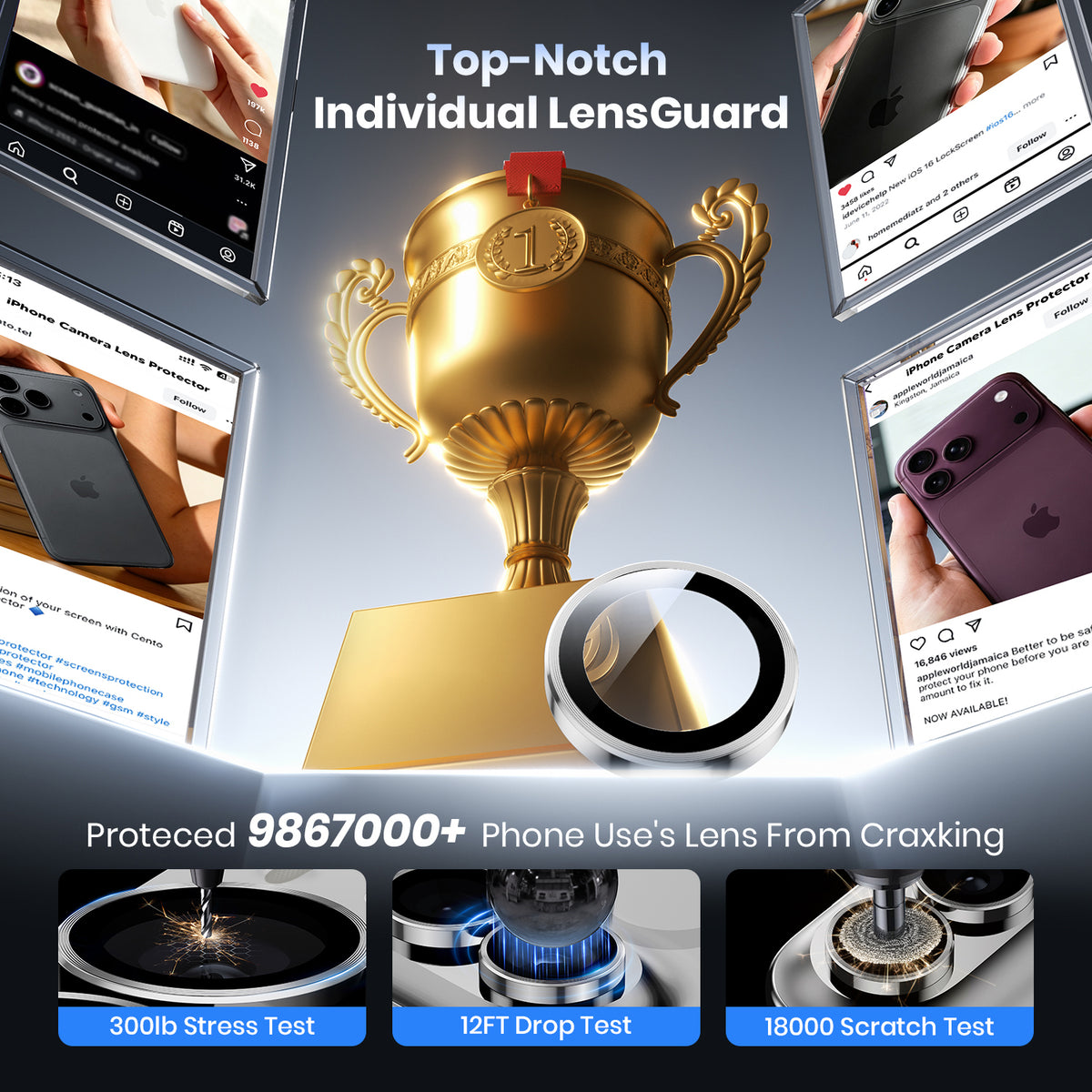 WSKEN iPhone Duo Camera Lens Protector - Original Shooting Mode Silver - WSKEN