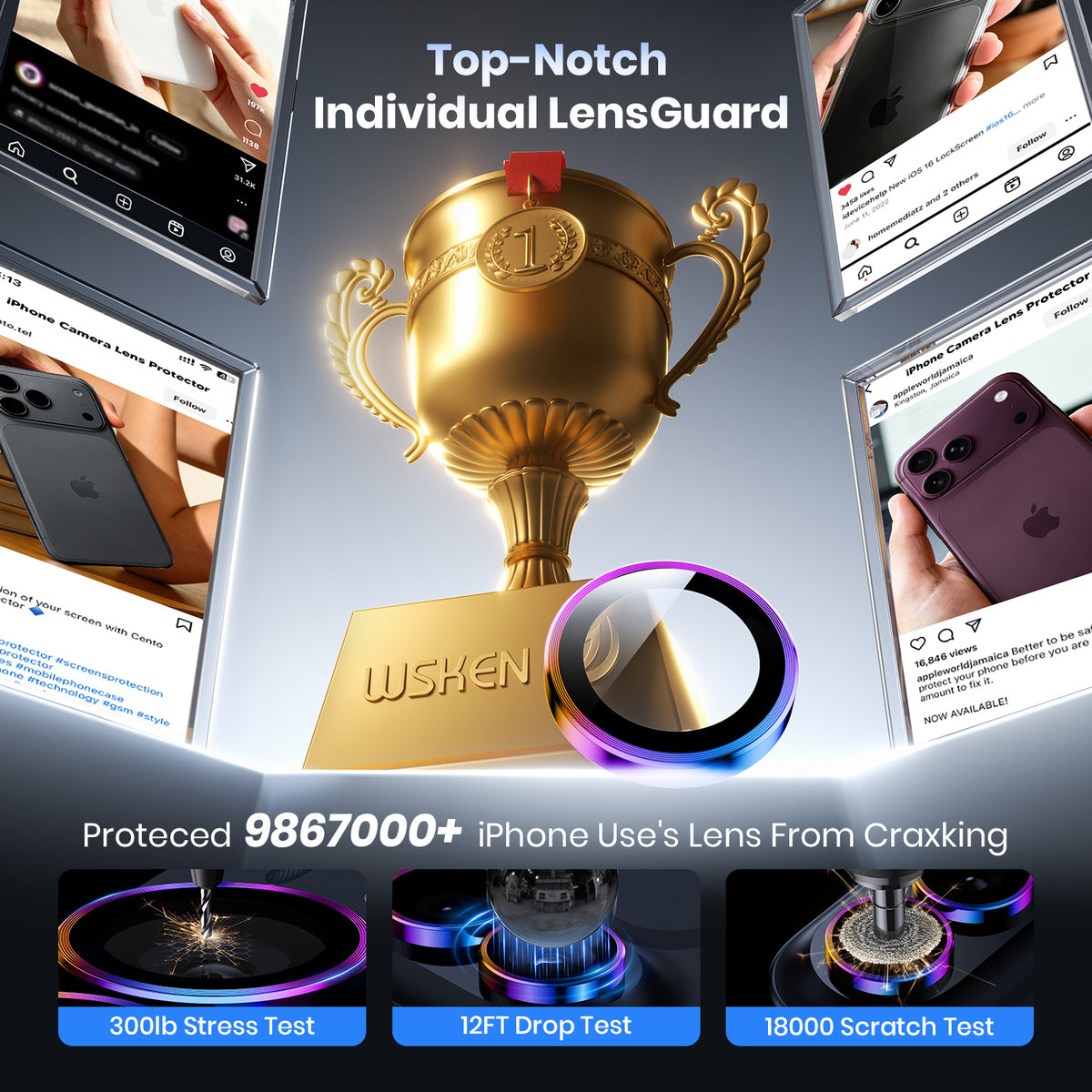 WSKEN iPhone Duo Camera Lens Protector - Original Shooting Mode,Color - WSKEN