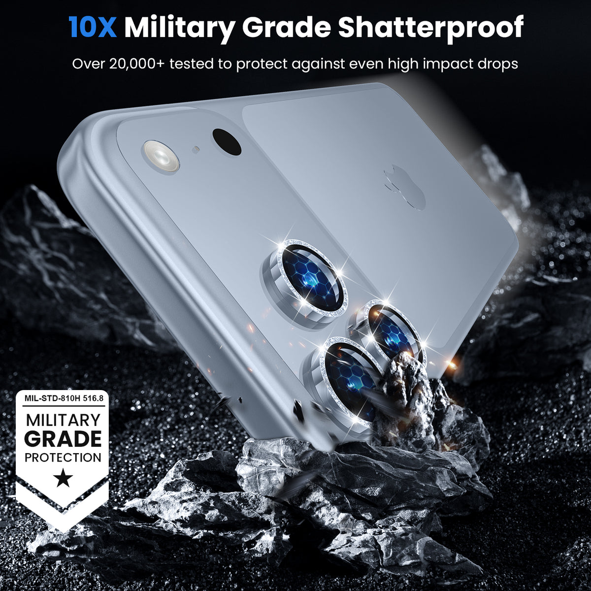 WSKEN iPhone 18 Pro/iPhone 18 Pro Max Camera Lens Protector - Glitter Glacier - WSKEN