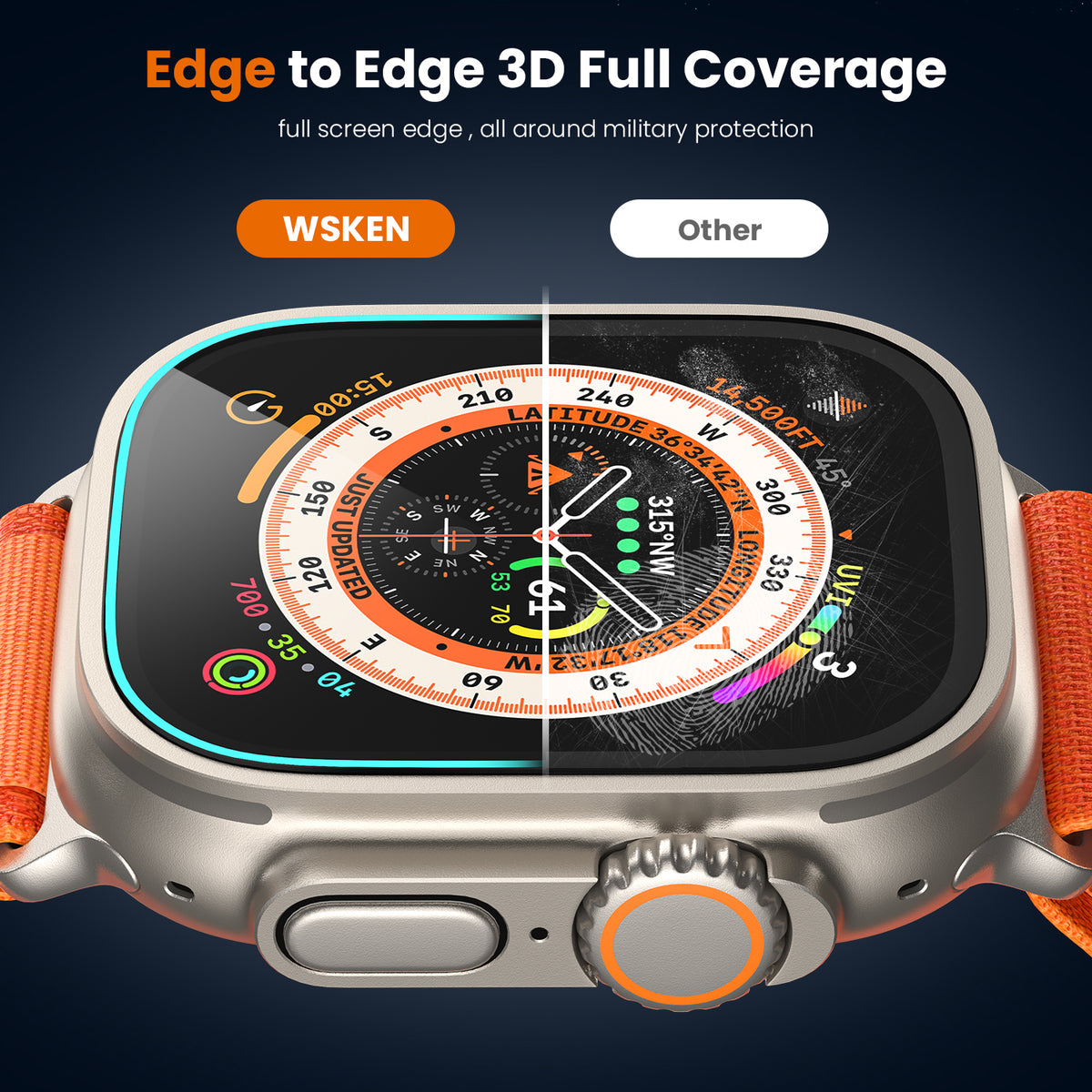WSKEN for Apple Watch Ultra 2/Ultra HD Screen Protector 49mm, 2 Pack - WSKEN