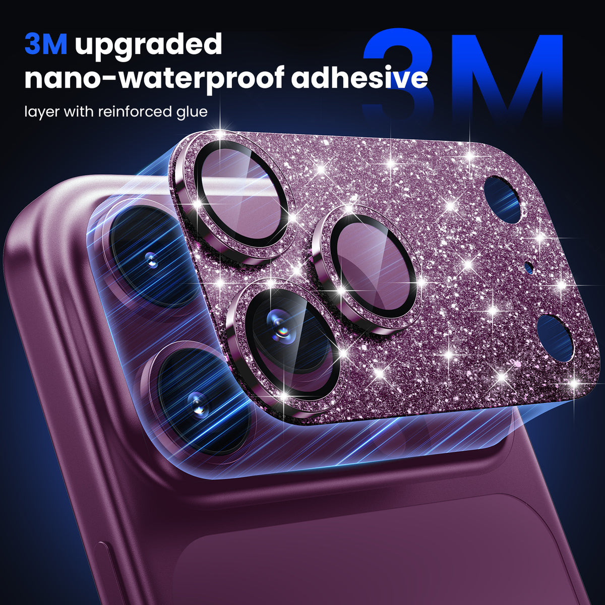 WSKEN iPhone 18 Pro Camera Lens Protector - Military Grade Design Glitter Burgundy - WSKEN