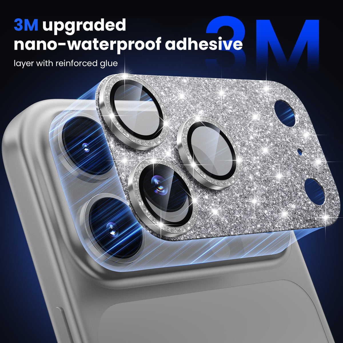 WSKEN iPhone 18 Pro Max Camera Lens Protector - Military Grade Design Glitter Silver - WSKEN