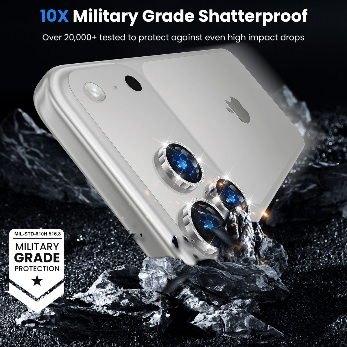 WSKEN iPhone 18 Pro/iPhone 18 Pro Max Camera Lens Protector - Glitter Silver - WSKEN