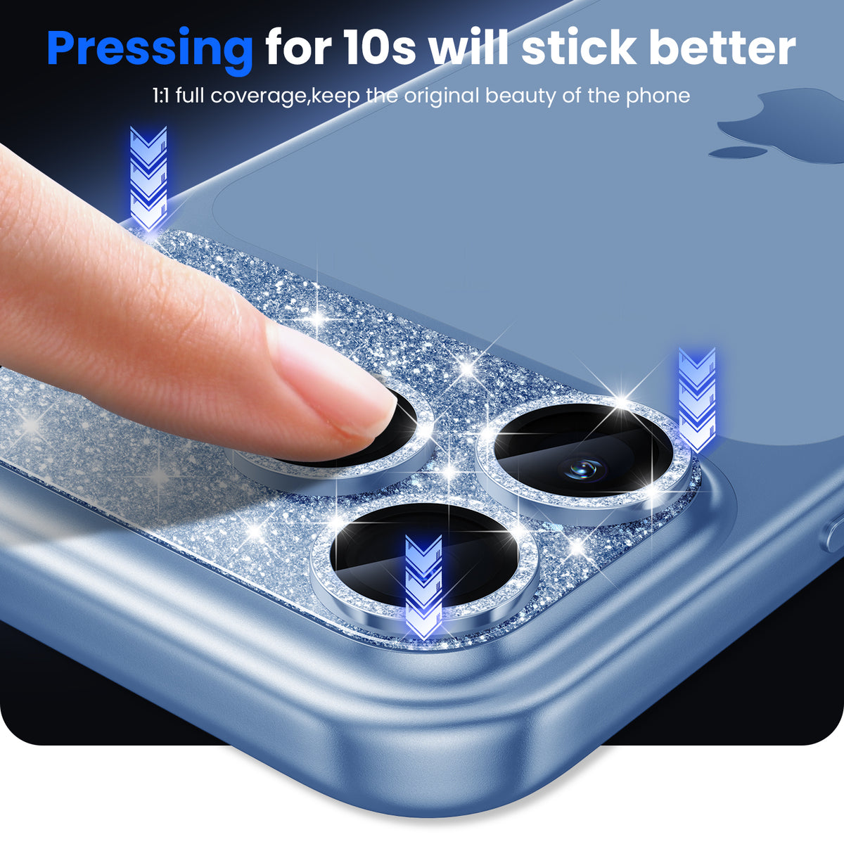 WSKEN iPhone 18 Pro Camera Lens Protector - Military Grade Design Glitter Blue - WSKEN