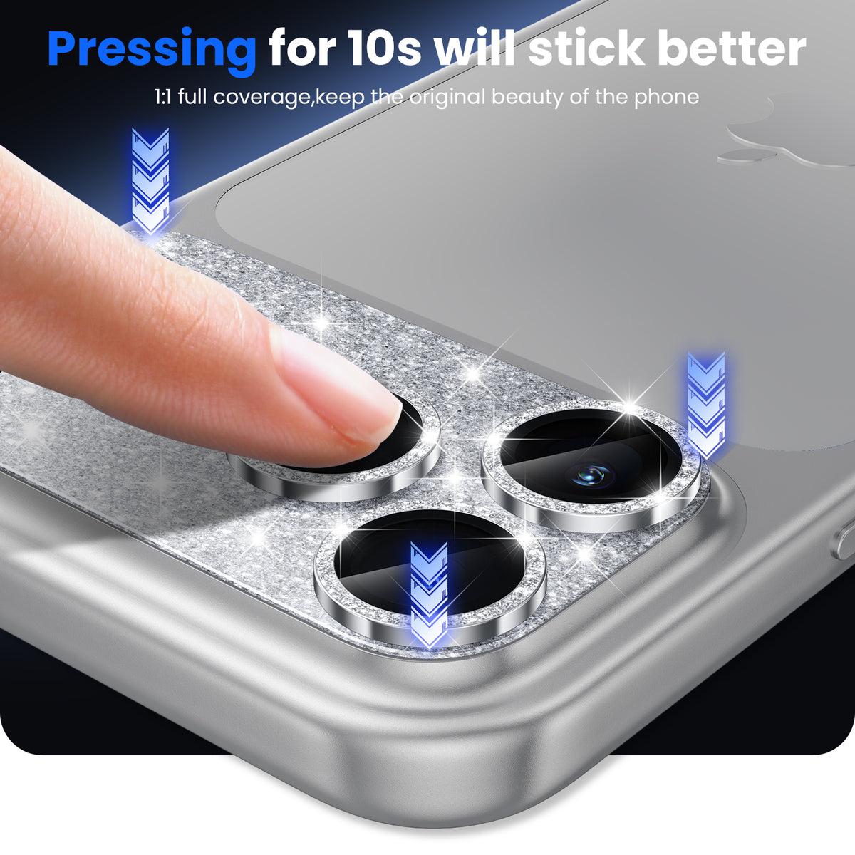 WSKEN iPhone 18 Pro Max Camera Lens Protector - Military Grade Design Glitter Silver - WSKEN