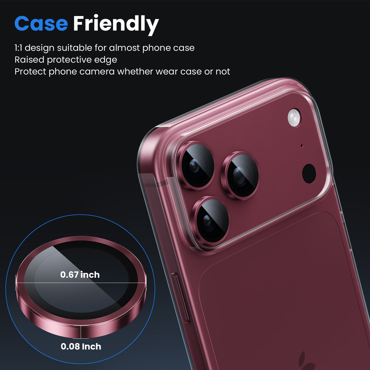 WSKEN iPhone 18 Pro/iPhone 18 Pro Max Camera Lens Protector - Burgundy - WSKEN