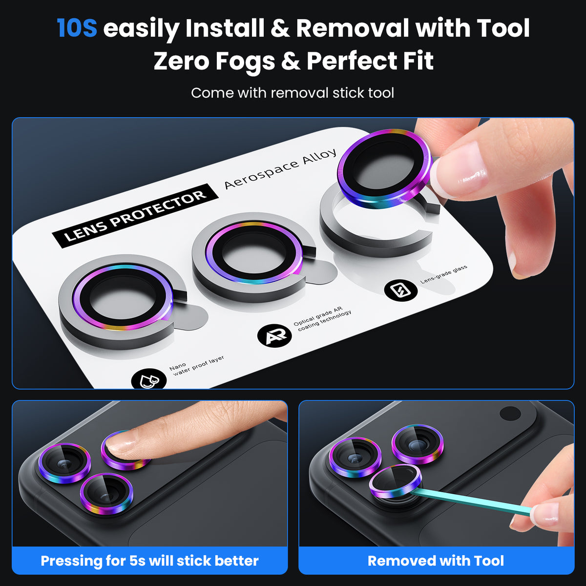 WSKEN iPhone 18 Pro/iPhone 18 Pro Max Camera Lens Protector - Colorful - WSKEN