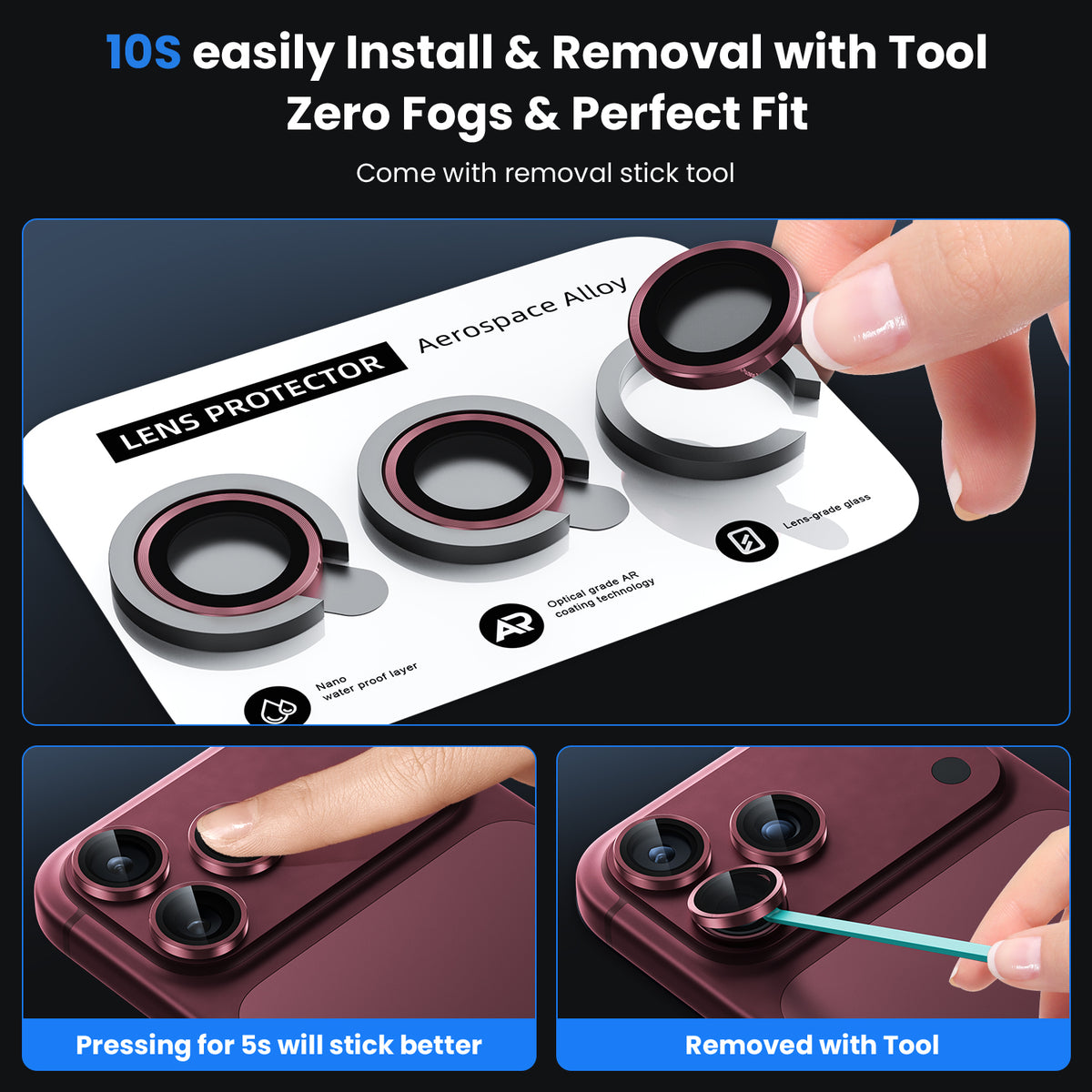 WSKEN iPhone 18 Pro/iPhone 18 Pro Max Camera Lens Protector - Burgundy - WSKEN