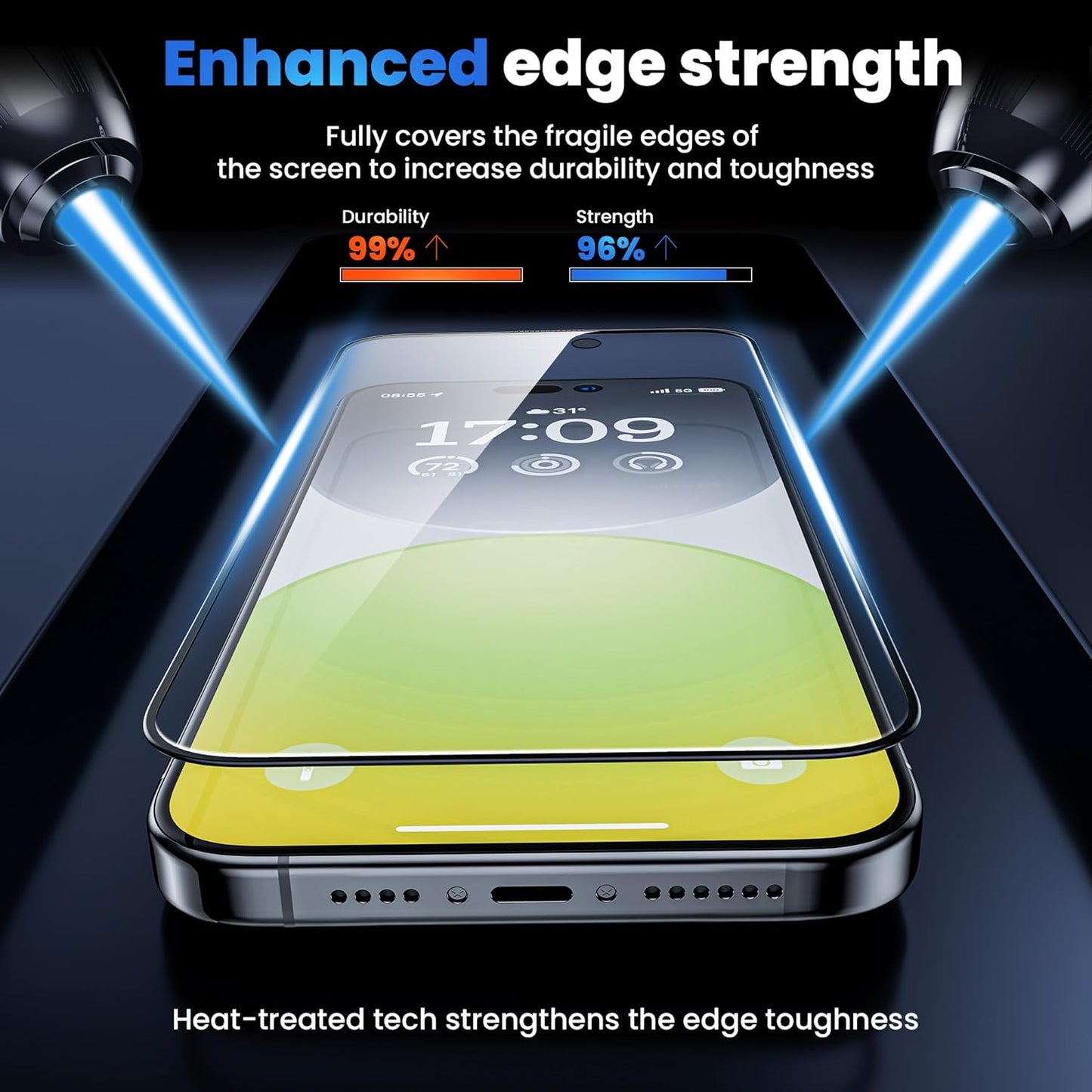 WSKEN for iPhone 15 Pro/iPhone 15 Pro Max Screen Protector,[Auto-Dust Removal] Full Coverage Screen 2.5D Edge 10s HD Tempered Glass Film with Dust Clean Installing House 2023 5G 6.1 inch/6.7 inch