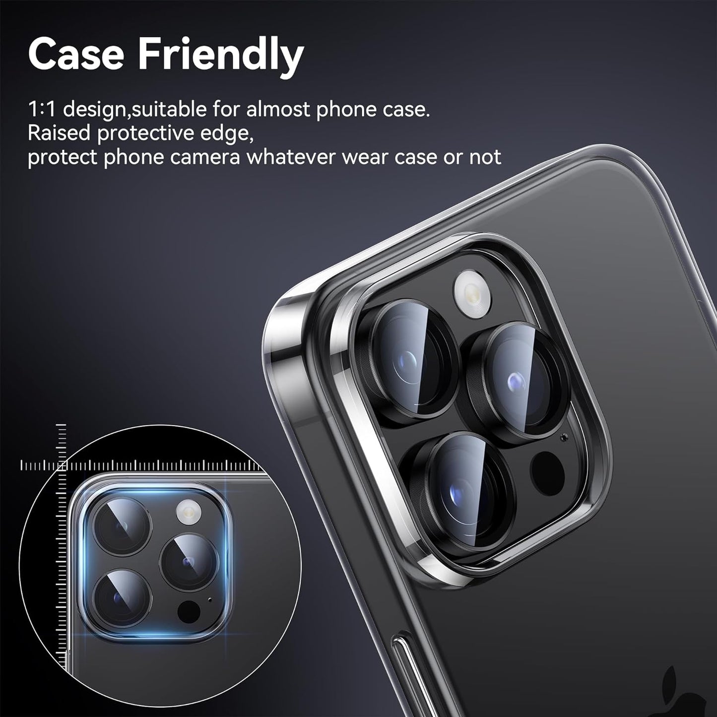 WSKEN for iPhone 15 Pro/iPhone 15 Pro Max Camera Lens Protector,[Keep Original Shooting] Shatterproof 9H Tempered Glass Camera Screen Protector Metal Ring Cover Film Accessories
