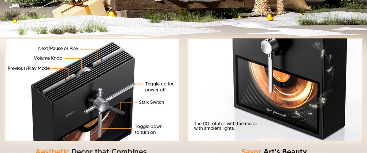 WSKEN Retro Bluetooth Speaker Gifts, BT5.3 Wireless Speakers, Black