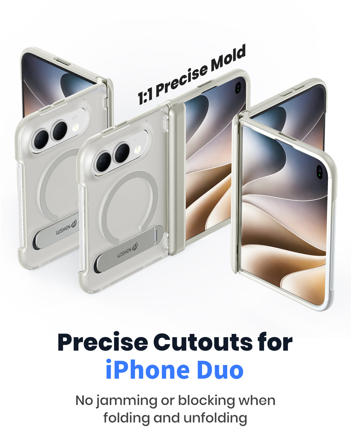 WSKEN Magnetic iPhone Duo Case with Stand, Translucent Matte White - WSKEN