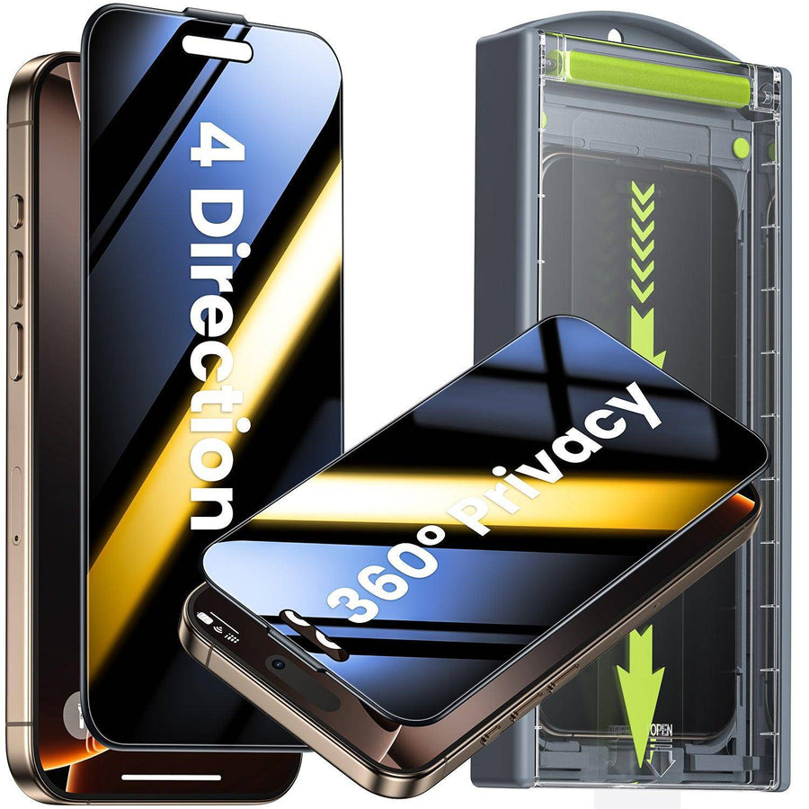 WSKEN 360° Sichtschutz-Displayschutzglas · 2er-Pack — iPhone 16 Pro / iPhone 16 Pro Max