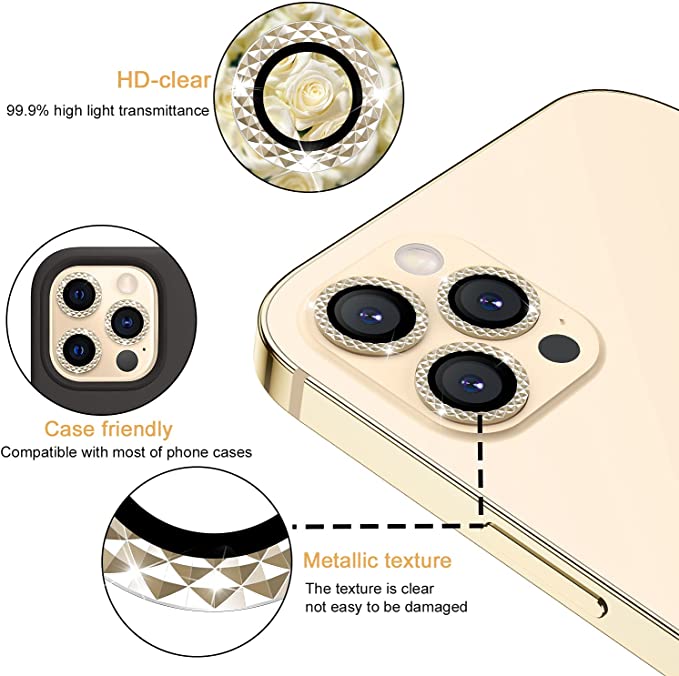 WSKEN  iphone 12 pro Camera Lens Protector- Diamond Gold
