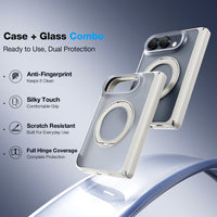 WSKEN iPhone Duo Case with Magnetic 360° Ring Stand - Matte White - WSKEN