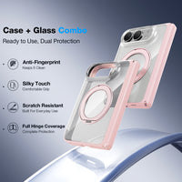 WSKEN iPhone Duo Case with Magnetic 360° Ring Stand - Clear Pink - WSKEN
