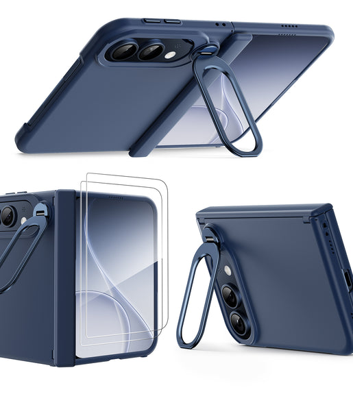 WSKEN Magnetic iPhone Duo Case with Stand & Screen Protector, Blue - WSKEN