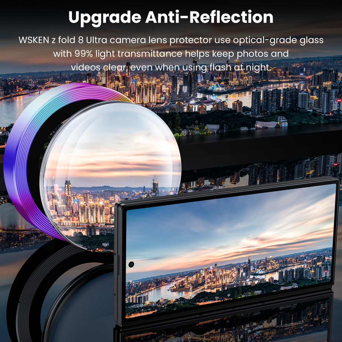 WSKEN Z Fold 8 Ultra Camera Lens Protector Case Cover - Anti Reflective Colorful - WSKEN