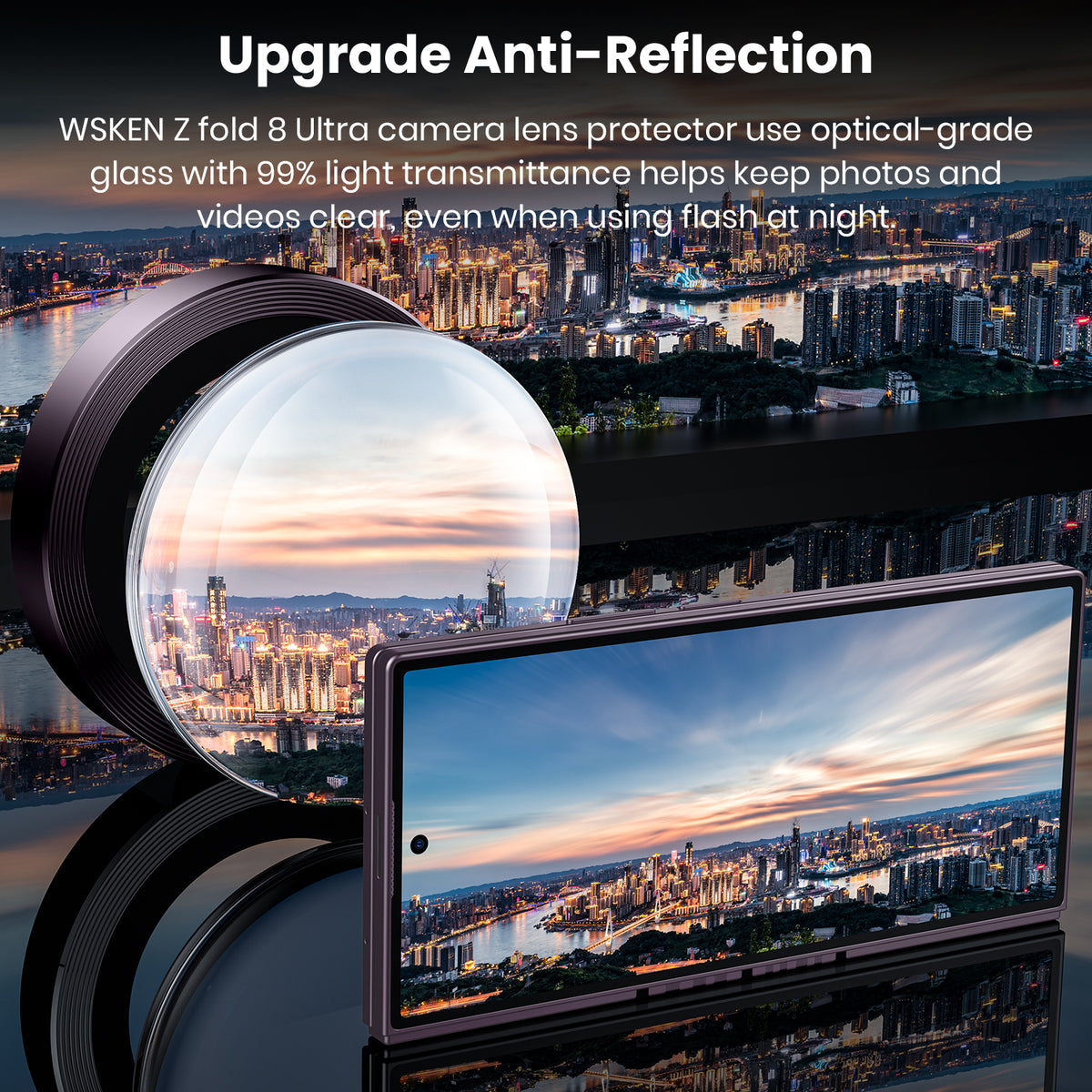 WSKEN for Z Fold 8 Ultra Camera Lens Protector Case Cover - Anti Reflective Violet — 2