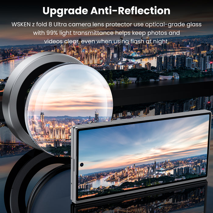 WSKEN Z Fold 8 Ultra Camera Lens Protector Case Cover - Anti Reflective Silver
