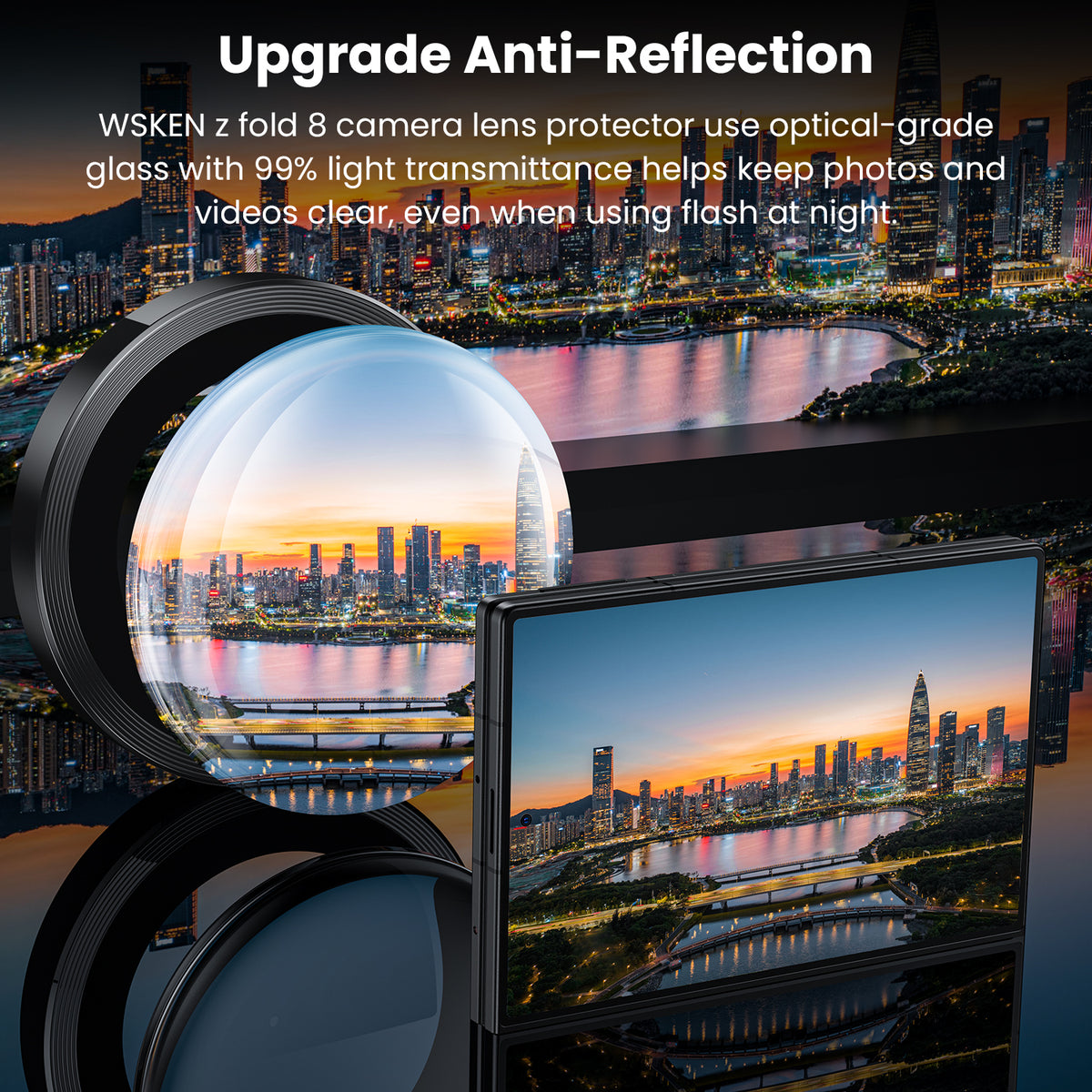 WSKEN Z Fold 8 Camera Lens Protector Case Cover - Anti Reflective Black — 2