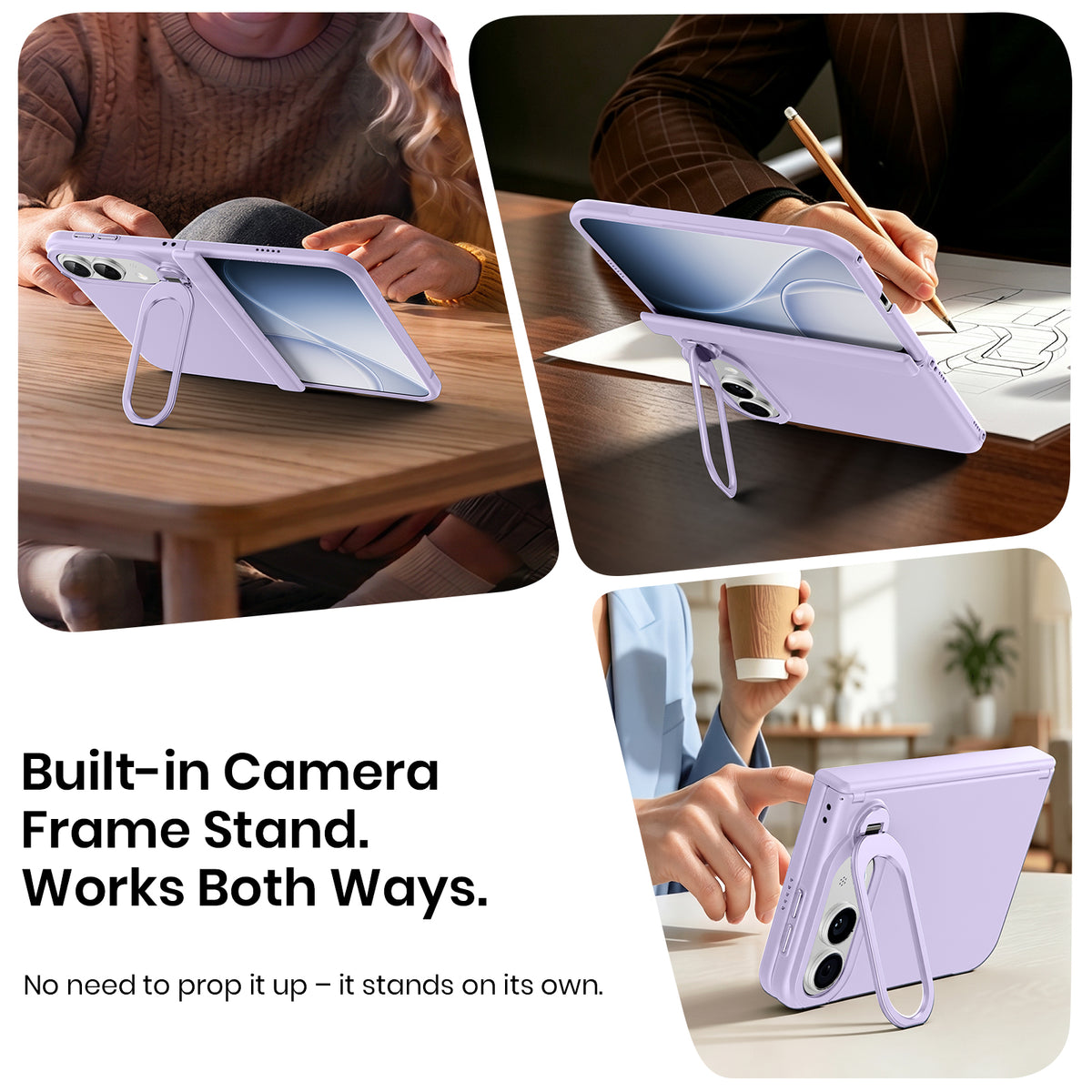 WSKEN Magnetic iPhone Duo Case with Stand & Screen Protector, Purple - WSKEN