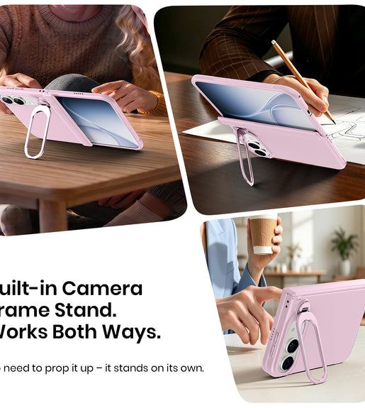 WSKEN Magnetic iPhone Duo Case with Stand & Screen Protector, Pink - WSKEN