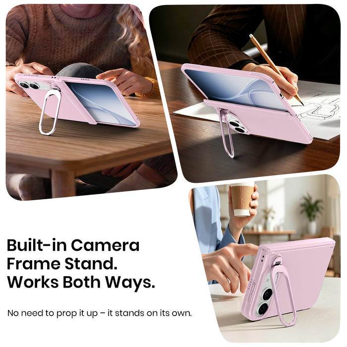 WSKEN Magnetic iPhone Duo Case with Stand & Screen Protector, Pink