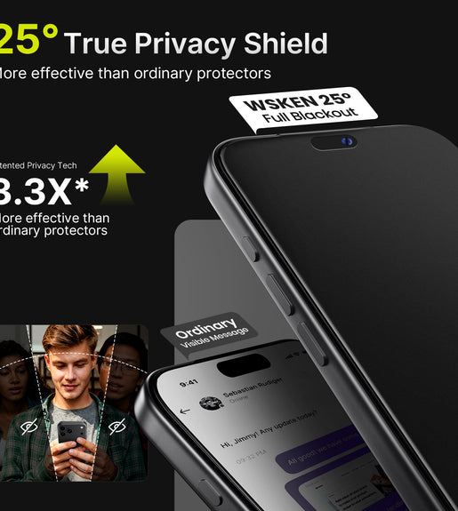 WSKEN iPhone 18 Pro Privacy Screen Protector - 25° Anti Spy, 2 Pack Matte Privacy