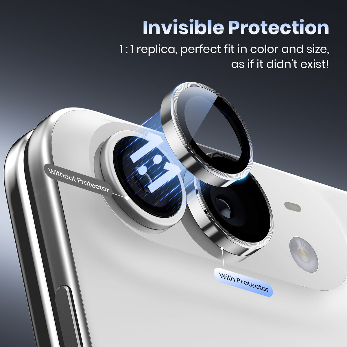 WSKEN iPhone Duo Camera Lens Protector - Original Shooting Mode Silver - WSKEN
