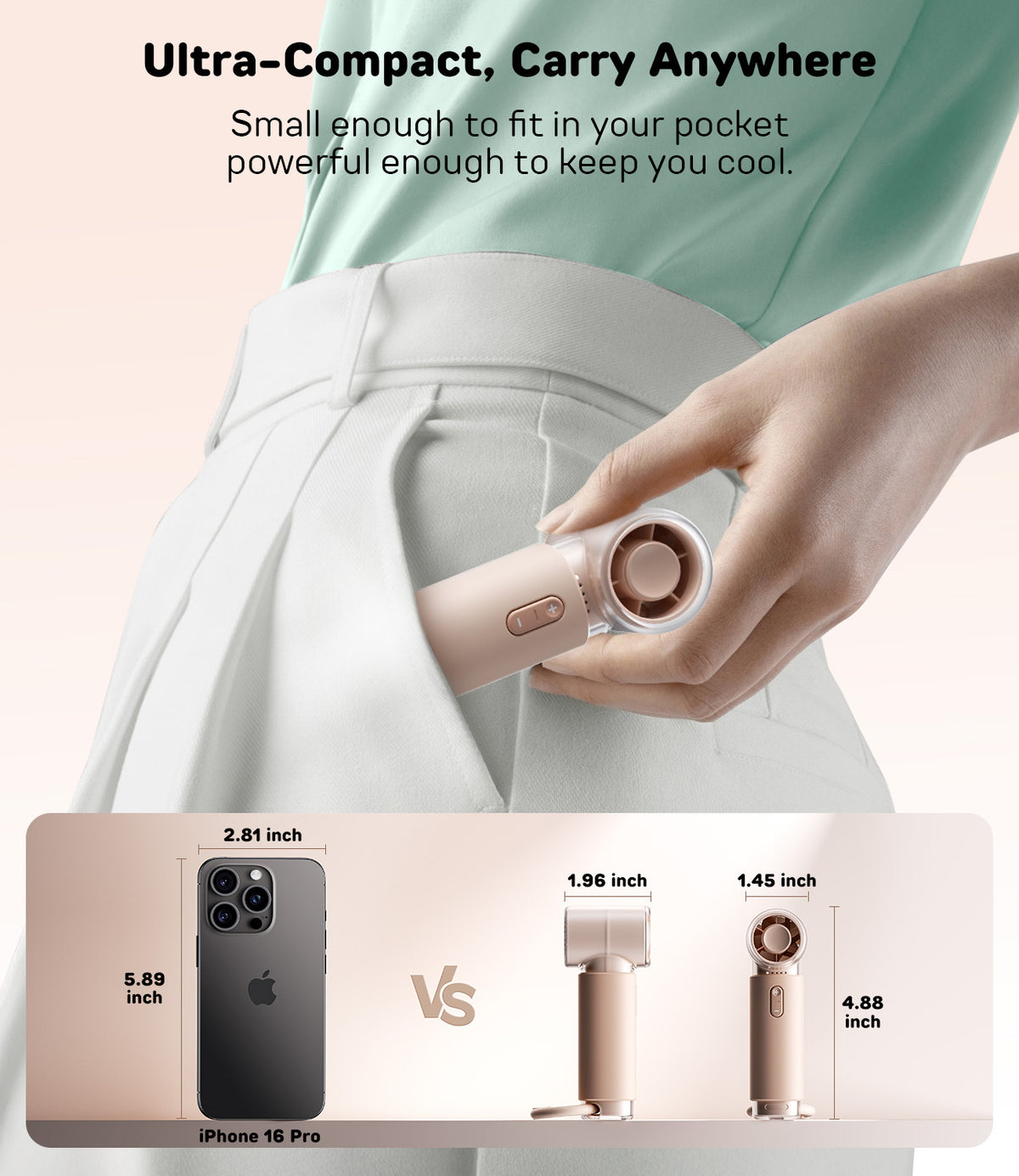 WSKEN Handheld Portable Mini Fan, 5 Speeds 30000mAh - WSKEN