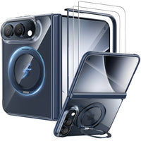 WSKEN iPhone Duo Case with Magnetic 360° Ring Stand - Clear Blue - WSKEN