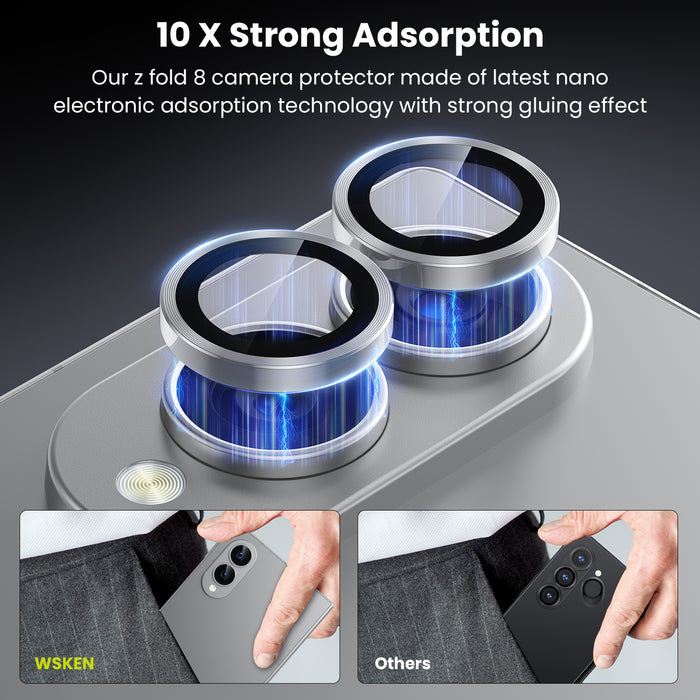 WSKEN Z Fold 8 Camera Lens Protector Case Cover - Anti Reflective Silver