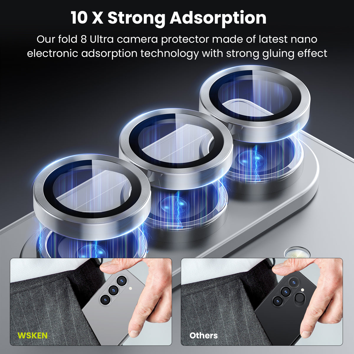 WSKEN Z Fold 8 Ultra Camera Lens Protector Case Cover - Anti Reflective Silver - WSKEN