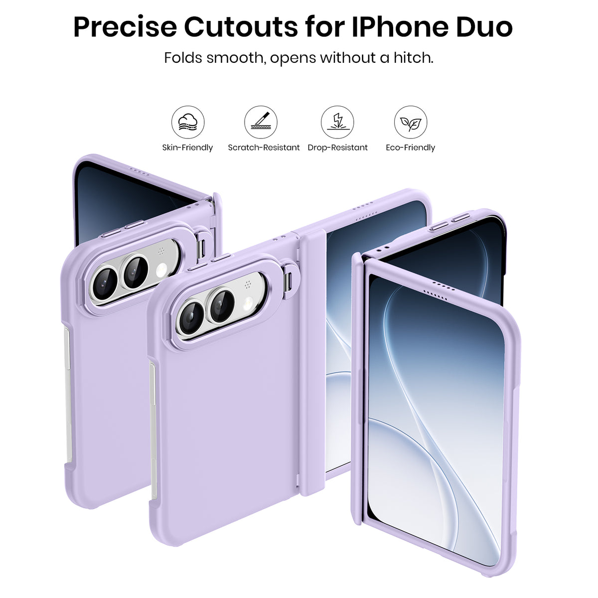 WSKEN Magnetic iPhone Duo Case with Stand & Screen Protector, Purple - WSKEN