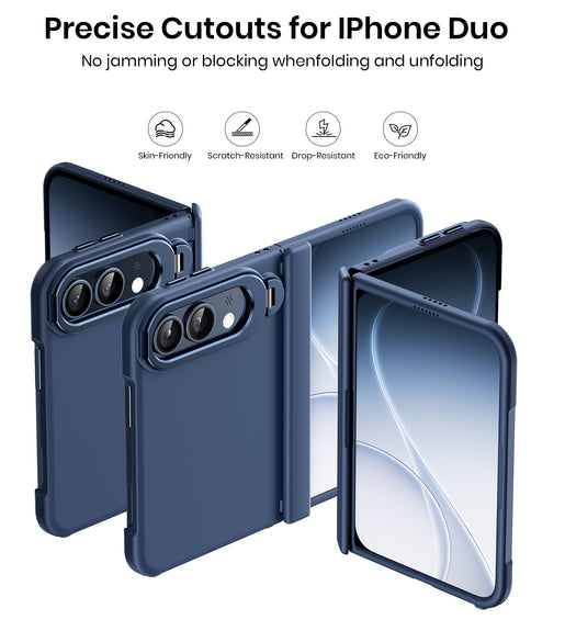 WSKEN Magnetic iPhone Duo Case with Stand & Screen Protector, Blue - WSKEN